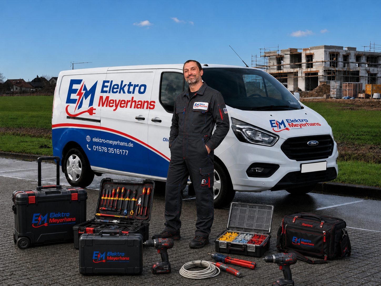 Elektromeister mit Werkzeug und Ausrüstung