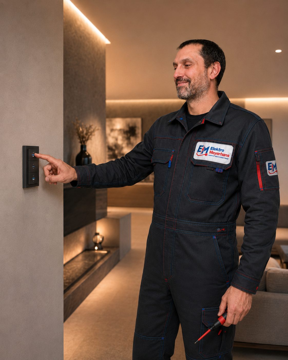 Smart-Home-Bedienelement an der Wand